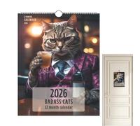 Wall Calendar 2026 - Funny 12 Month Planner for Daily Schedule, Goal Tracking with Funny Cat Theme Design, Personal Time Management Organizer for Home, Work, 11.02x7.87 Inches