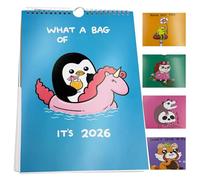 Wall Calendar 2026: Offensively Cute & Unapologetically Fun! 12-Month Funny Animals Calendar, 8.27" x 11.4" Spiral-Bound Wall-Mountable for Office or Home Décor