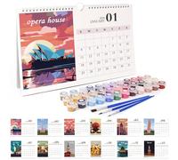 Wall Calendar 2026, Painting by Numbers Calendar, Wall Calendar, Nation Landscape, DIY Wall Calendar 2026 to Stand, with Brushes and Acrylic Paint for Gifts and Home Decoration Landscape