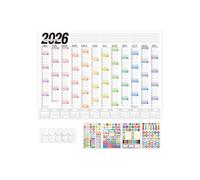 Wall Calendar - 2026 Yearly Organizer Schedule Chart - Home Calendar, Kids School College Dorm Kitchen Classroom Teacher Family