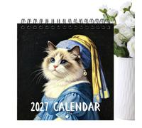 Wall Calendar 2027 21cm Cat Art Prints With Thick Paper Pages