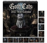 Wall Calendar 2027 Gothic Cats Wall Planner Decor | 2027 Black Cat Calendar for Halloween Home Apartment Entrance Kitchen Study Space Office Studio