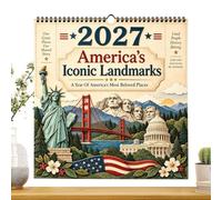 Wall Calendar 2027 Monthly Wall Planner with Monuments | January to December 2027 Calendar for Home Living Room Hallway Kitchen Office Study Bedroom Cafete