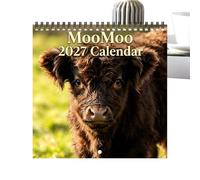 Wall Calendar 2027 Spiral Bound Cow Themed Planner 2027