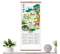 Wall Calendar | Monthly Organizer Decorative Hanging - Traditional Chinese Year Of The Horse Wall Calendar For Office, Class, Family, Dorm, Home, Planning, No