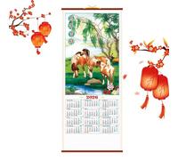 Wall Calendar | Paper-Based Planner And Organizer,Traditional Chinese Riveting Calendar With The Year Of The Horse Wall - For School Use, Classroom, Family, Dorm, Chinese New Year And To