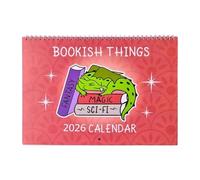 Wall Calendar, Reading Themed, 28x22cm Book Lovers Calendar, Literary Wall Planner, Colorful Layout, For Living Room, Office, School, Library