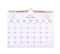 Wall Calendar, White Cardboard 2026 Yearly Planner for Organization, Multilingual Coil Calendars with 12 Months, Monthly Scheduler for Home, School, Offices and Classroom, 1.41x8.66 Inches Horizontal