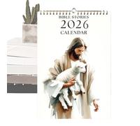Wall Calendars - Christian Monthly Planner 2026, Inspirational Bible Stories Organizer | Religious Wall Art Calendar, Jesus Holding Sheep for Church Kitchen