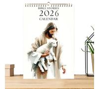 Wall Calendars Religious Calendar 2026 Bible Stories | Jesus with Sheep Art Christian Decor Inspirational Home Church Gift Women