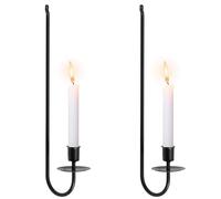 Wall Candle Holders Set of 2 Wall Mounted Candle Sconces Black Metal Wall Candle Sconce L Shape Modern Wall Candlestick Holders for Bedroom Living Room Dining Room Farmhouse Fireplace Decor