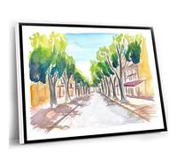 Wall Canvas Art For Living Room,Bedroom Wall Decor,Aix En Provence Cours Mirabeau Street Scene Wall Decoration Edition Fine Art Print Watercolor Prints Painting,12x16 Inch UnFramed Wall Art