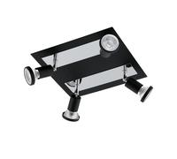 Wall Ceiling 4 Spot Light Colour Black Chrome Shade & Back Plate Bulb GU10 4x5W
