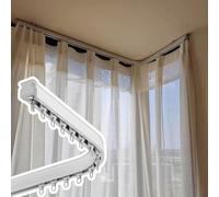 Wall Ceiling Curtain Track for Bay Window, Flexible Curved Curtain Rail Heavy Duty, Aluminium Curtain Rod System Cuttable, Easy to Install(Ceiling Mount,183cm (6ft))