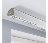 Wall/Ceiling Mount Curtain Track Rail, Windows Drapes Pole Divider,Single Rail Double Groove Blackout Panel,for Drapes Living Room Bedroom Room Divider(Ceiling Mount,5.6ft(1.7m))