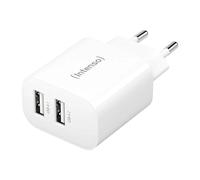 Wall Charger 24W, 2xUSB-A, White, Ideal for Charging Mobile Devices and Tablets at Home or Travel.