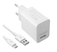 Wall Charger USB 3A Qualcomm Quick Load 3.0 USB Cable Type C 1m White