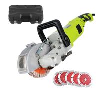 Wall Chaser 4000W 6000 RPM Electric Wall Groove Cutting Machine with Dust Extractor & Carry Box Adjustable Cutting Depth & Width 5 Blades Wall Chaser for Marble, Red Brick, Wall, Floor
