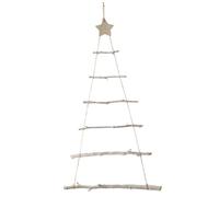 Wall Christmas Tree, 32x22 Inch Wooden Hanging Christmas Tree with Twig Ladder and Star, Wall Decor for Xmas Ornament Display.