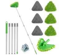 Wall Cleaner Triangle Mop with 82'' Long Handle - Wall Scrubber, Cleaning Washer Tool with 6 Microfiber Chenille Duster Pads for Clean Walls, Ceiling, Windows, Floors, Baseboards (80‘’)
