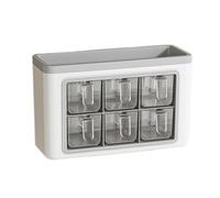 Wall Clear Seasoning Case, Adhesive-Mounted Storage Box Set, 11.22x4.33x7.09 Inches Transparent Flavoring Containers, Space-Saving Condiment Jars for Home, Kitchen, Restaurant, Hotel, Cooking Area