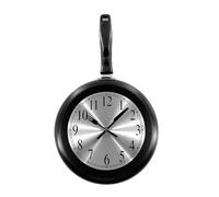 Wall Clock, 10 inch Metal Frying Pan Kitchen Wall Clock Home Decor - Kitchen Themed Unique Wall Clock with a Screwdriver (Black)