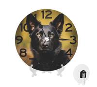 Wall Clock 10 Inch Non-Ticking Silent Modern Simple Style Round Decor Clocks Black german shepherd dog Clock Decorative Battery Operated Wall Clocks for Home Office Living Room Bedroom Kitchen