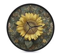 Wall Clock 10 Inch Non-Ticking Silent Modern Simple Style Round Decor Clocks Blessed to Be Called Sunflower Clock Decorative Battery Operated Wall Clocks for Home Office Living Room Bedroom Kitchen
