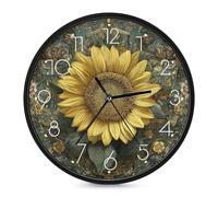 Wall Clock 10 Inch Non-Ticking Silent Modern Simple Style Round Decor Clocks Blessed to Be Called Sunflower Clock Decorative Battery Operated Wall Clocks for Home Office Living Room Bedroom Kitchen