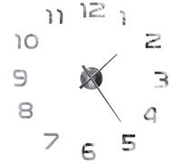 Wall Clock 100 cm Silver EVA 3D DIY Modern Extra Large Glossy Mirror UK WallArt