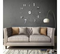 Wall Clock 100cm Silver 3D DIY EVA Extra-Large Modern Glossy Home Decor Stylish