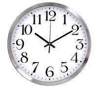 Wall Clock 12 inch Large Number Silent Quartz Decorative Clocks, Battery Operated, Decorative Home Office School Kitchen(silver White)