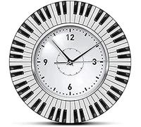 Wall Clock 12 Inchs Acrylic Wall Clock Piano Keyboard Wall Clock Music Themed Silent Wall Clock Music Studio Wall Art Decor Musician Pianist Teacher Gift