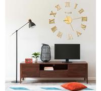 Wall Clock 3D DIY Gold EVA Extra-Large 100cm Modern Hollow Mirror Design Stylish
