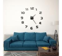 Wall Clock 3D High Gloss Black EVA 100cm DIY Extra Large Modern Decor for Living
