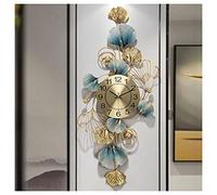 Wall Clock, 3D t Metal Wall Clocks, Ginkgo Leaf Design Large Living Room Wall Watches Silent Non Ticking Modern Quartz Decoration Clock,40X90CM