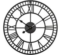 Wall Clock - 47Cm Non Ticking Metal Wall Clock 18 Inch Roman Numerals Vintage Silent Battery Operated Decorative Wall Clocks