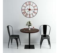 Wall Clock 58 cm Metal Red Black Roman Numerals Large Decorative Silent Quartz+