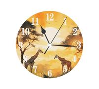 Wall Clock 9.8in Silent Clock African Grassland Giraffe Wall Clocks for Living Room Kitchen Modern