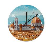 Wall Clock Architectural Scenery of Famous Italian Cities Wooden Wall Clock Battery Operated Farmhouse Clocks Wall Decor Home Decor for Living Room Kitchen Home Bathroom Bedroom 12 Inch