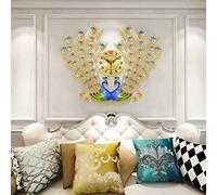 Wall Clock Art Large Clock Dule Peacock Wall Clock, Luxury Large Wall Clock Silent Metal Peacock Clocks European Style Battery Operated Hotel Living Room Wall Decor, 86X65cm Decor Wall Clock