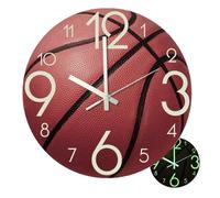 Wall Clock Basketball WallClock 12 Inch Luminous Silent for Bedroom, Living Room, Birthday Chritmas Gifts Present for Kids Son Boys Baby Children NBA Basketball NCAA Fans (Basketball L)