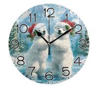 Wall Clock Battery Operated Clocks Silent Wall Clocks For Bedroom Indoor School 25cm White Bear Dancing