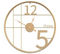Wall Clock Battery-Operated Modern Quartz Round Wall Clock Gold Iron vidaXL