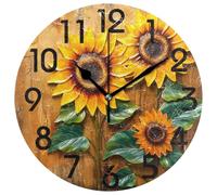 Wall Clock Battery Operated Wall Clocks Decorative Clocks For Living Room Home Classroom 25cm Bright Three Sunflowers Autumn
