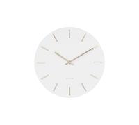 Wall clock Charm steel white w.gold battons small