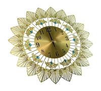 Wall Clock Crystal Modern Elegant Metal Leaves Large Clock Battery Operated with Dials Arabic Numerals for Living Room Not Ticking Movement Clock