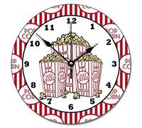 Wall Clock,Cute Movie Theater Popcorn,Quartz Digital Wall Clocks Modern Round Clocks for Bedroom Home 25cm