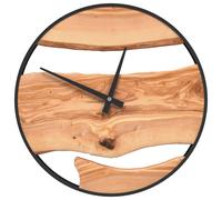 Wall Clock Decor Modern Quartz Round Wall Clock Iron and Olive Wood vidaXL