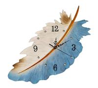 Wall Clock Decor Wall Clocks Creative Feather Shape Wall Clock Nordic Decoration Hanging Wall Living Room Resin Wall Clock Art Home Ornaments Wall Clocks Living Room ( Color : Blu , Size : 24*51cm )